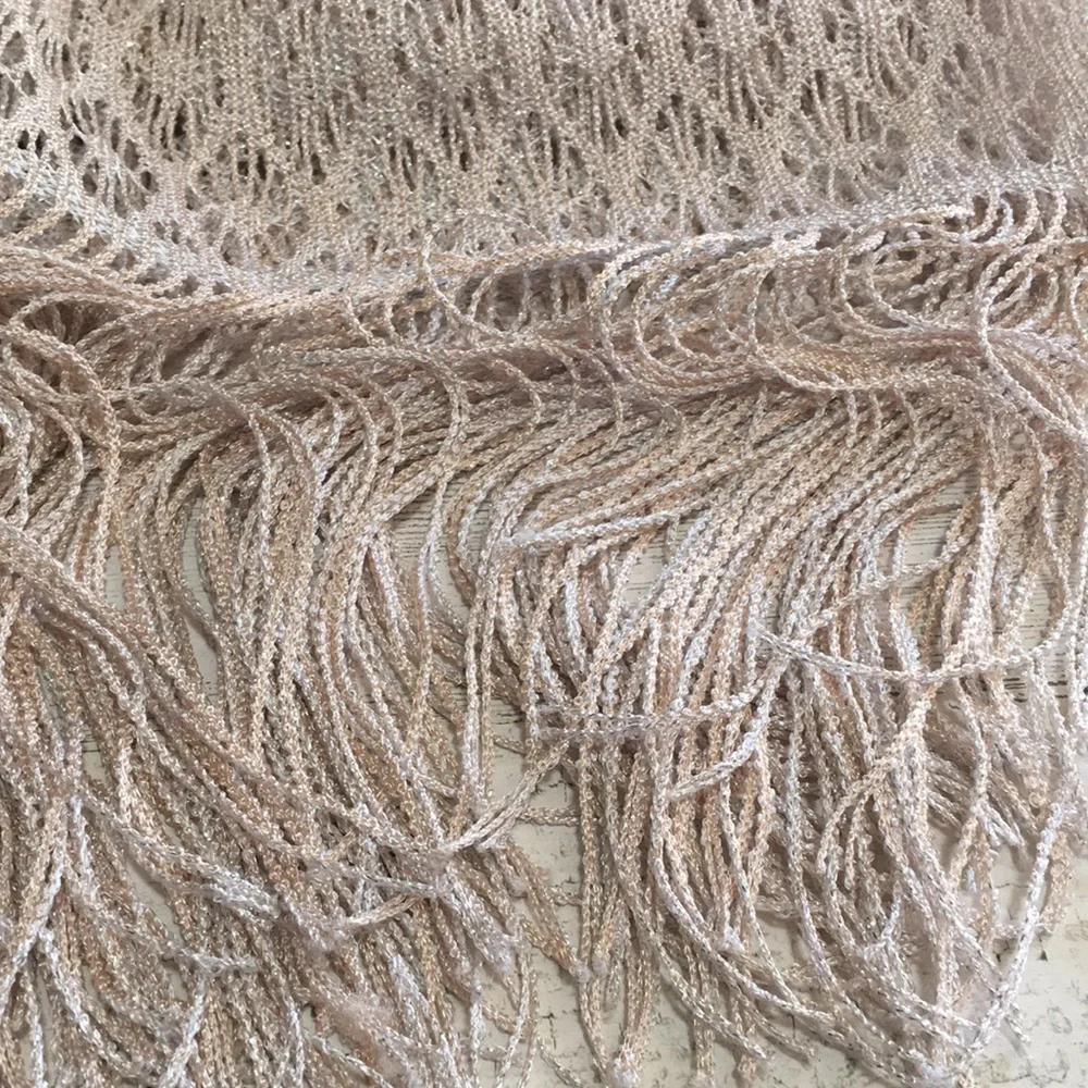 20”x94” pink shimmery lightweight blanket wrap scarf with fringe.